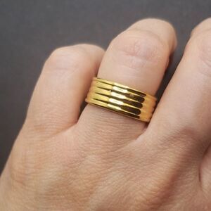 Gold stainless steel wedding band rings